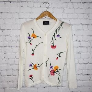 VINTAGE LeRoy Knitwear Floral Embroidered Cardigan